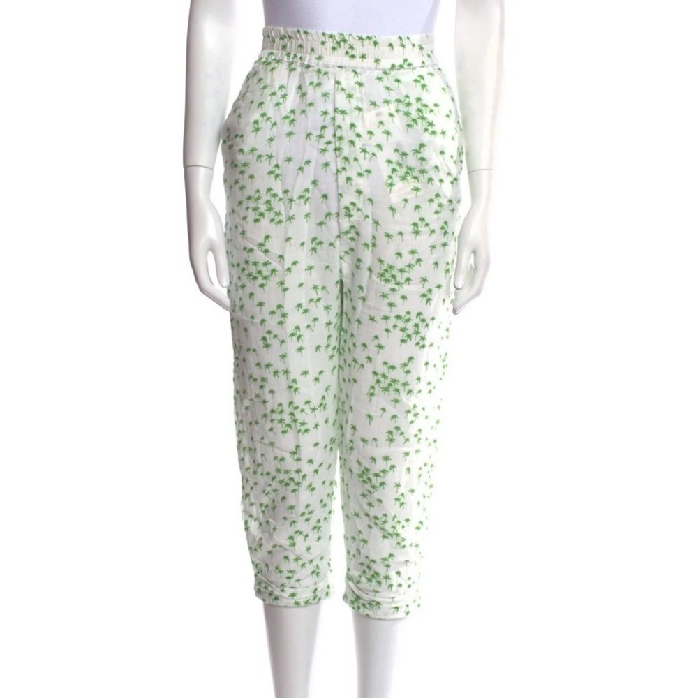 EYWASOULS‎ Malibu Noah Desert Green Palm Tree Coastal Crop Beach Pants Small